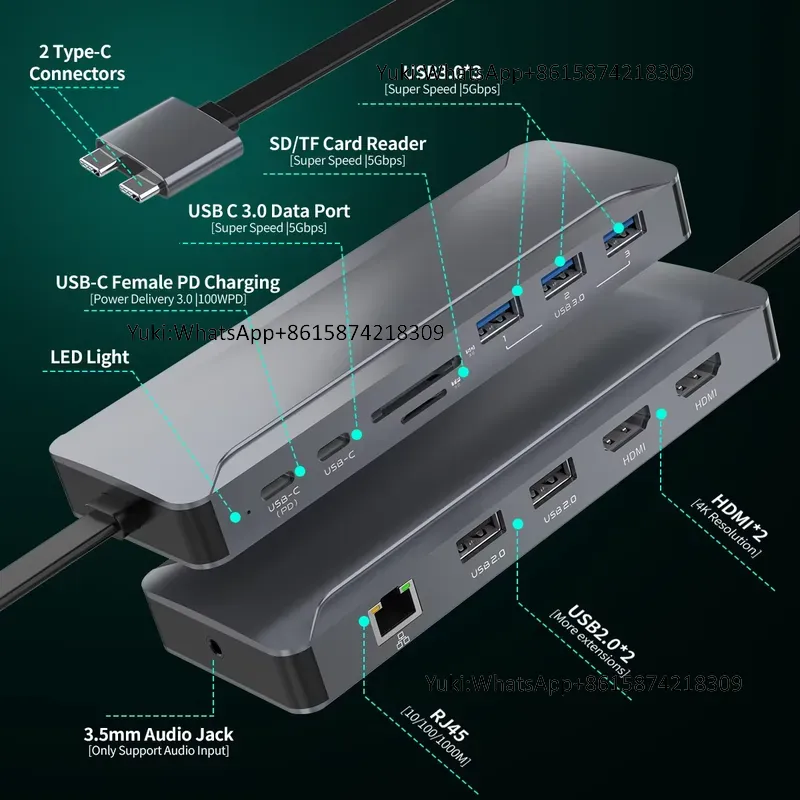 Usb Hub Type C - Popularna stacja dokująca z podwójnym wyświetlaczem,